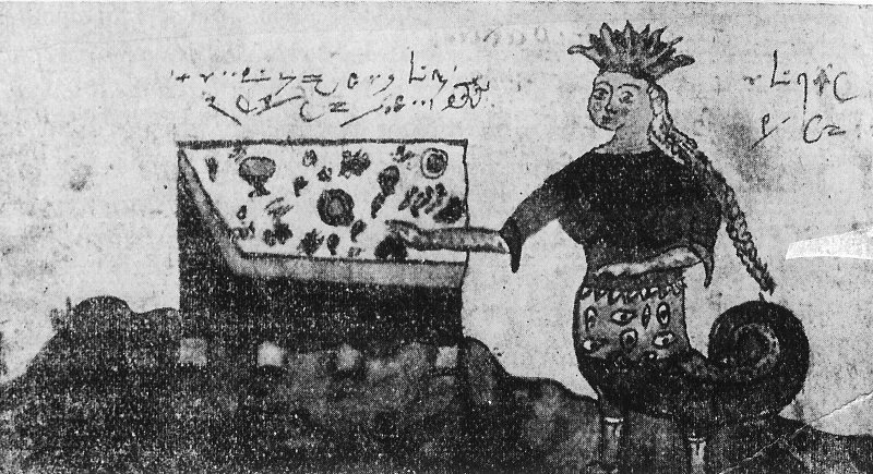 Figure 2. Representation from a 15th-century manuscript (Delatte 1927:600) where it bears the title, 'This is the table of the Beauty of the Mountains.' In the accompanying text one is instructed to make offerings of honey and sweets to the Beauty on the first of August. She will be pleased and grant one's wish.