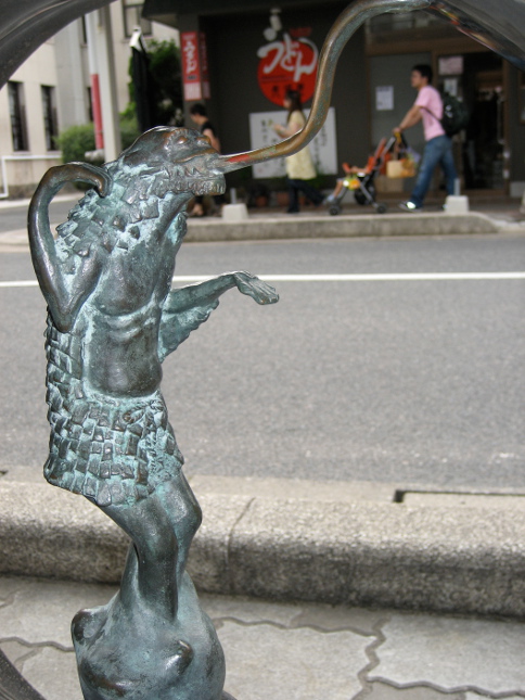 Figure 1. Bronze figuring of <em>tenjōname</em> on display in Sakaiminato (Tottori Prefecture), hometown of Mizuki Shigeru. Photograph by author, 2007.