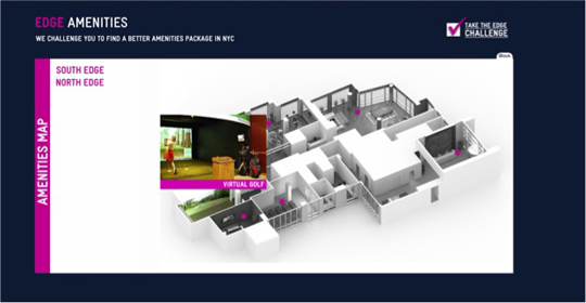Figure 13. Amenities map featuring “virtual golf.” Edge, Williamsburg(http://www.williamsburgedge.com/, accessed April 10, 2013).