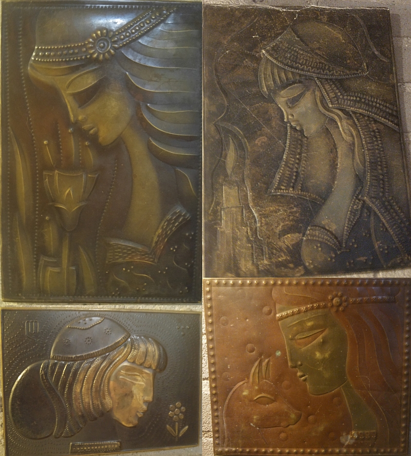 Figure 15. Various anonymous souvenir chekankas with girl contemplating a flower, a deer or a candle (Author photo).