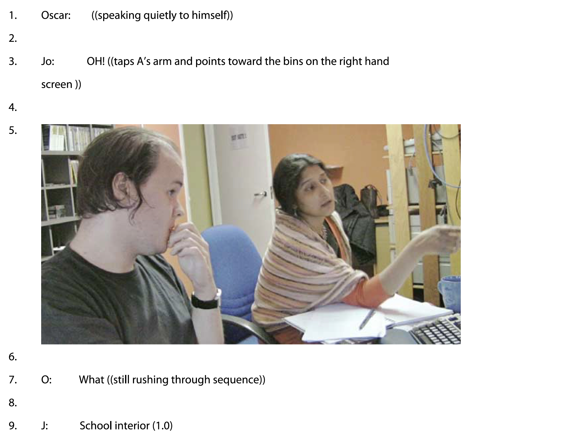 Example 10. Using full-color screen grab in transcript; from Laurier and Brown 2011:248