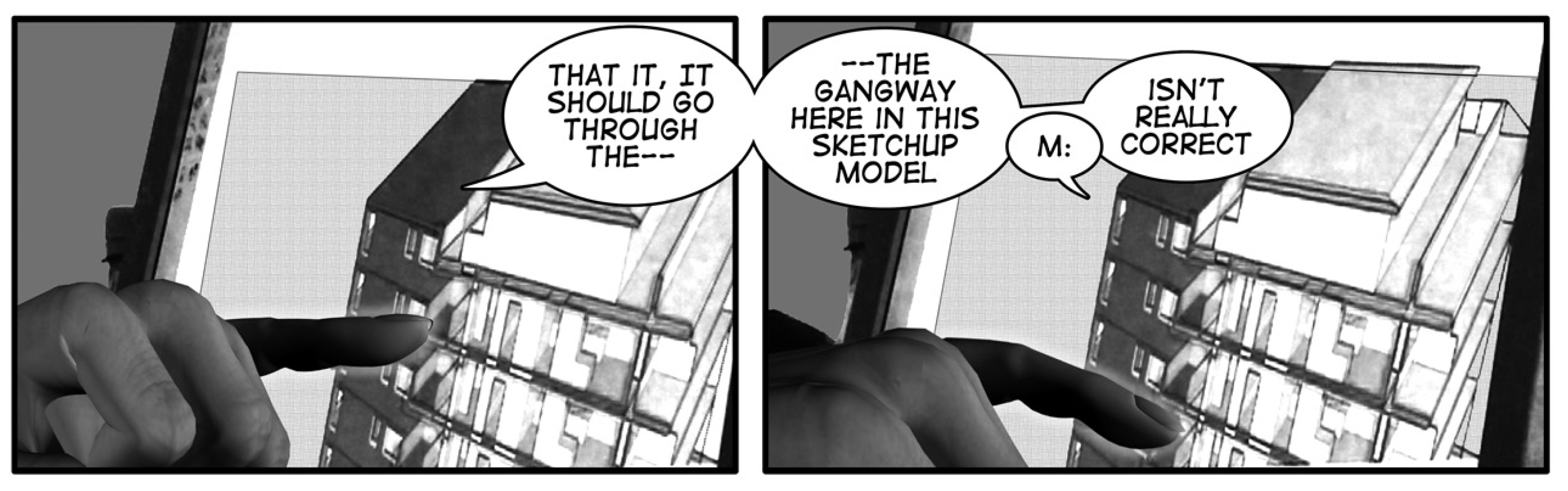 Example 17. A “graphic transcript” using comic book aesthetics to organize information; from Ivarsson 2010:184